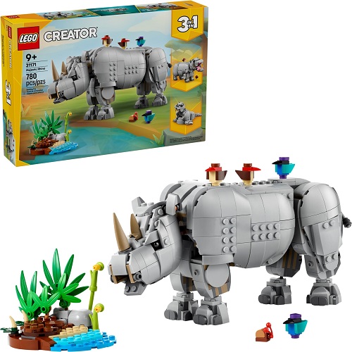 Lego 31171 Majestic Rhino (Les animaux sauvages : le rhinocéros majestueux avec des oiseaux)